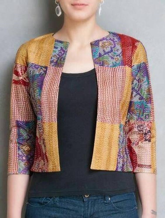 A Perfect Patch Work Jacket with Old Sarees